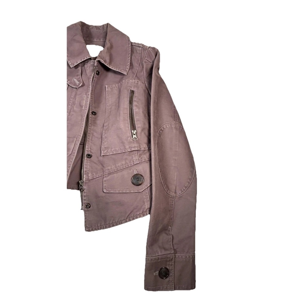 LOFT‎ Jacket Womens 2 Purple Cotton Twill Military Utility Short Zip Pockets - Picture 2 of 14
